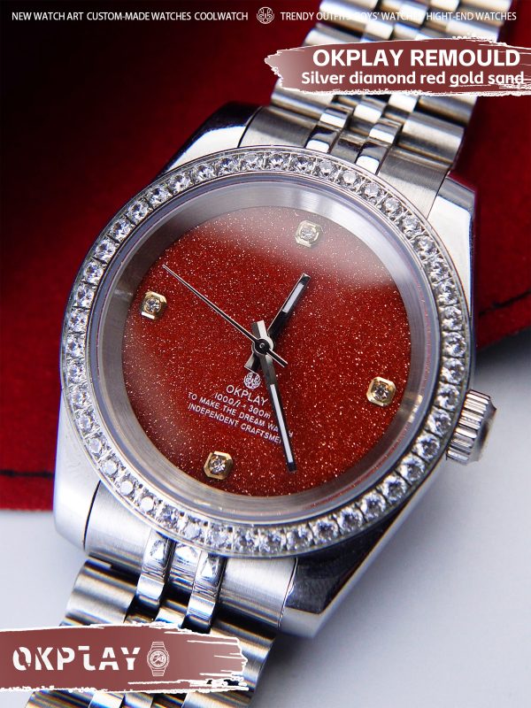 Silver diamond red gold sand