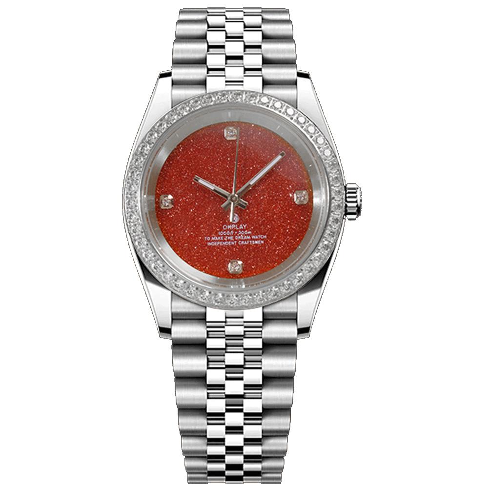 Silver diamond red gold sand