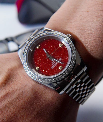 Silver diamond red gold sand